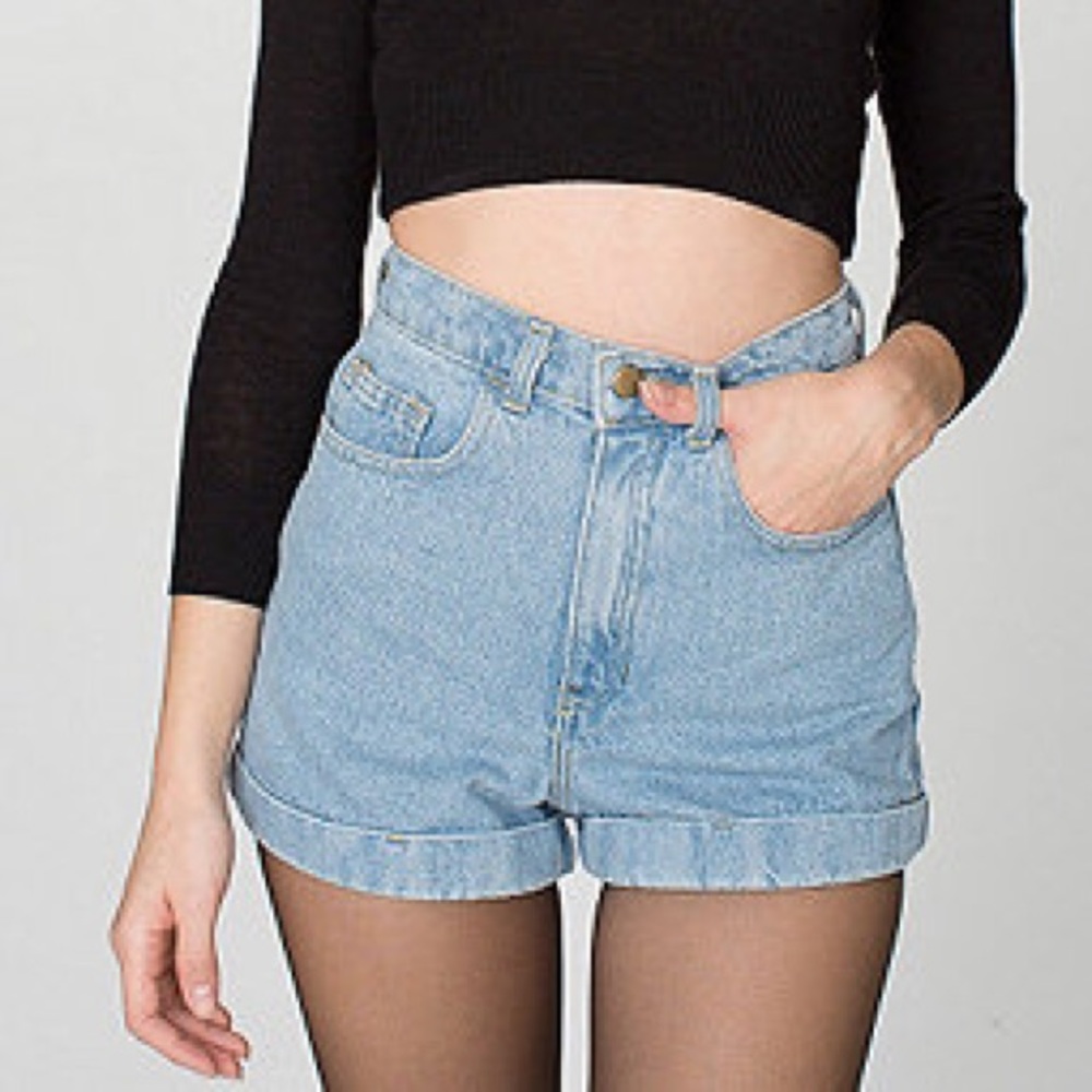 AMERICAN APPAREL High-Waist Cuffed Short